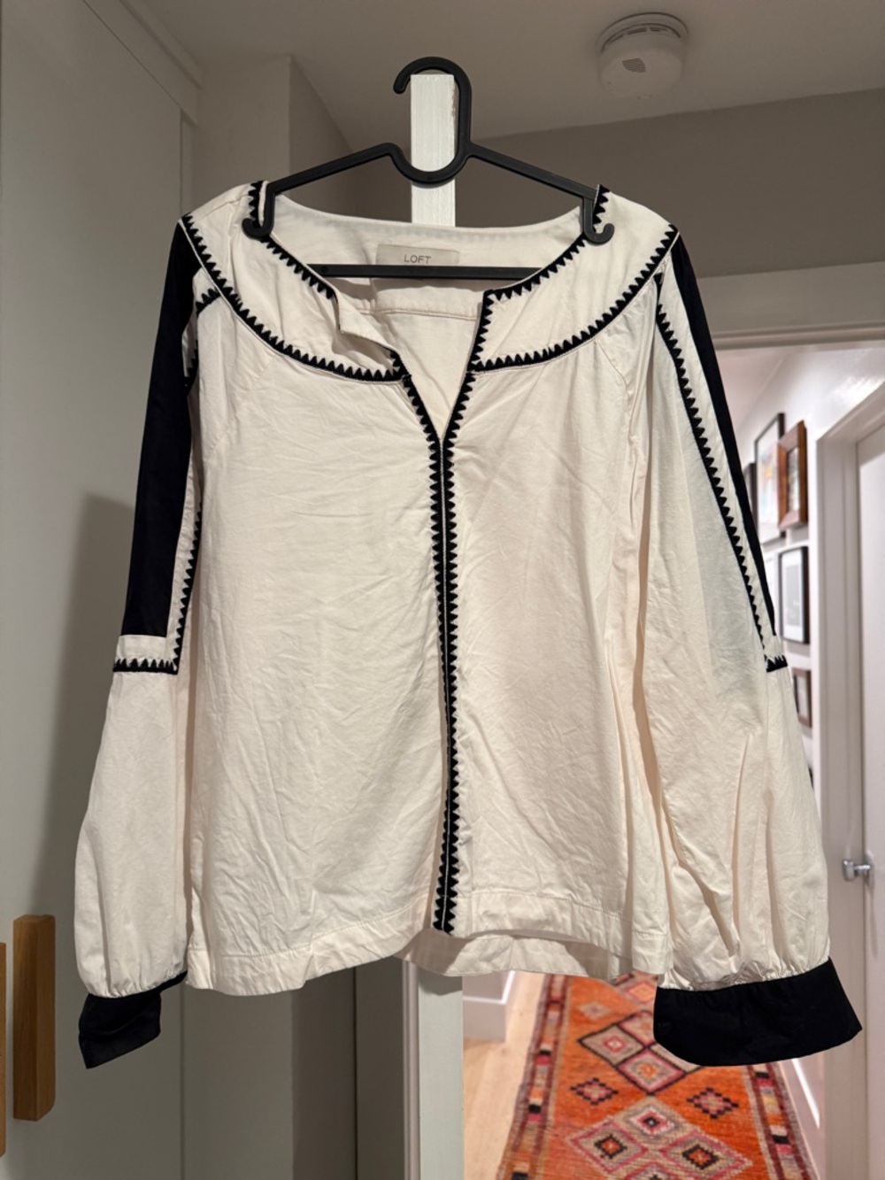 LOFT White Button-Front Shirt with Collar